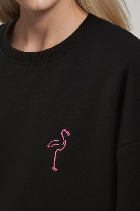 Comfort Dierenpatroon Geborduurd Verhoogd Ronde Hals Sweatshirt - Image 4