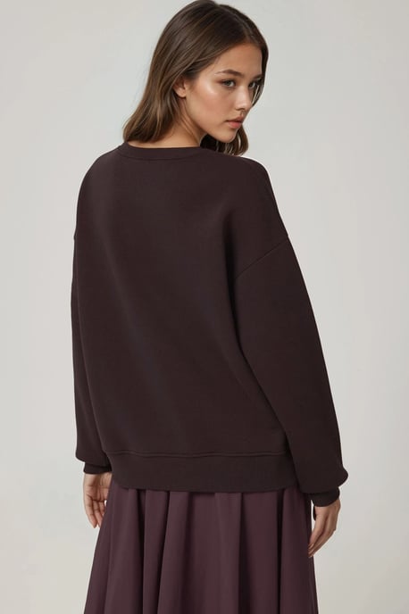 Comfort Dierenpatroon Geborduurde Verhoogde Ronde Hals Sweater - Image 4