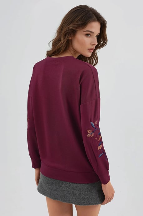 Modal Touch Rondehals Geborduurd Sweatshirt - Image 3