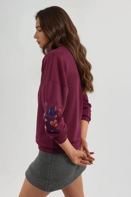 Modal Touch Rondehals Geborduurd Sweatshirt - Image 5