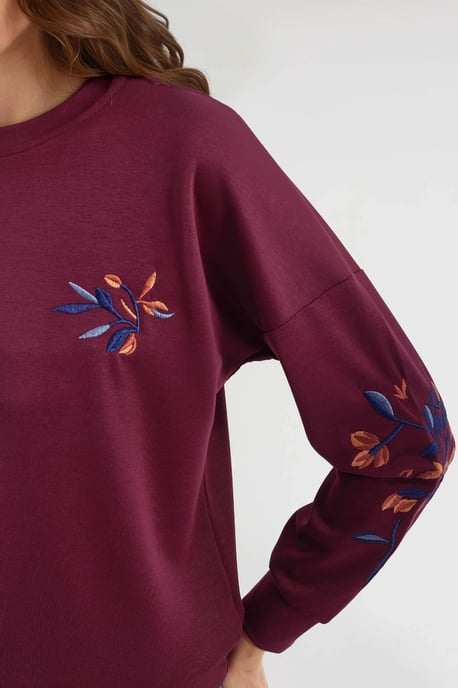 Modal Touch Rondehals Geborduurd Sweatshirt - Image 6