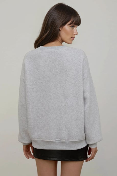 Comfort Dierenpatroon Geborduurd Verhoogd Ronde Hals Sweatshirt - Image 4