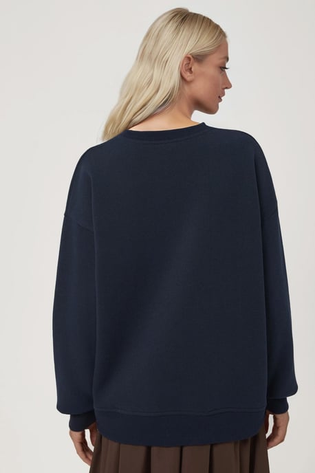 Comfort Dierpatroon Geborduurd Verhoogd Ronde Hals Sweatshirt - Image 4