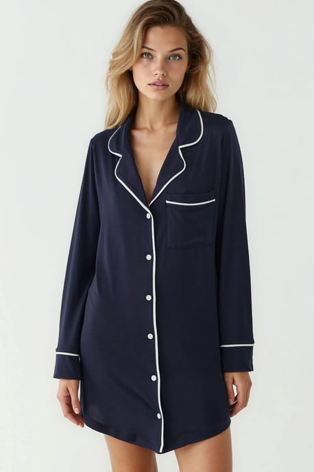 Extra Zachte Touch Ontspannen Pasvorm Mini Loungejurk met Shirtkraag - Image 6