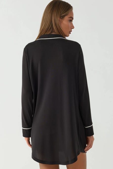 Extra Zachte Aanraak Relaxed Fit Mini Lounge Jurk met Kraag - Image 4