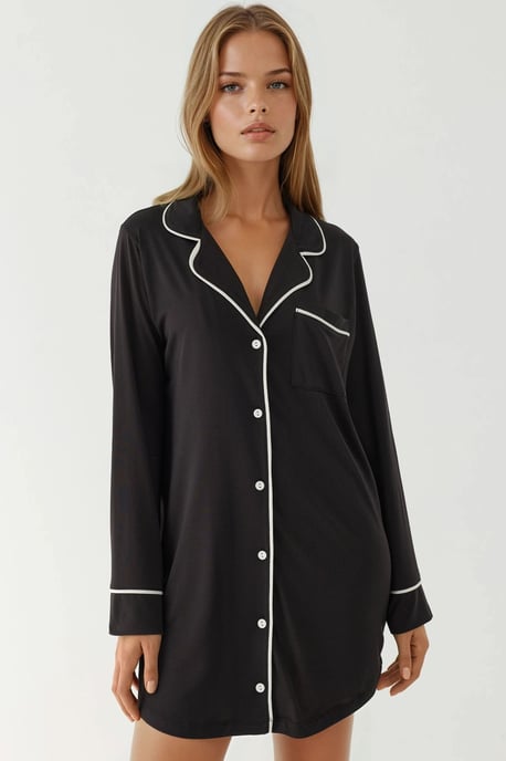 Extra Zachte Aanraak Relaxed Fit Mini Lounge Jurk met Kraag - Image 6