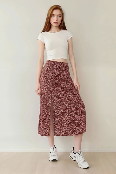 Bloemige Hoge Taille Midi Rok - Image 2