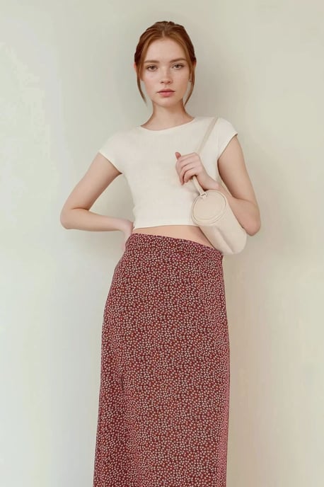 Bloemige Hoge Taille Midi Rok - Image 3