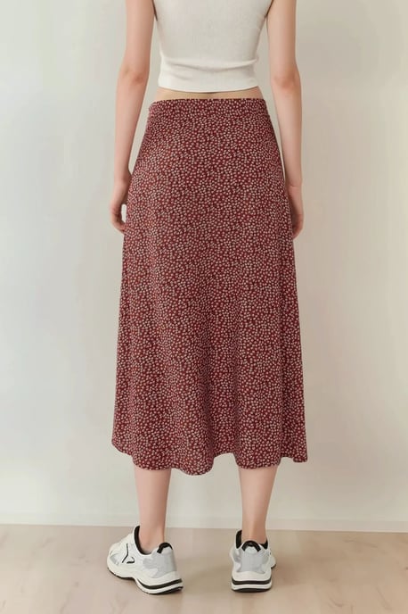 Bloemige Hoge Taille Midi Rok - Image 4