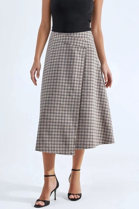 Hoge Taille Geruite Midi Rok - Image 1