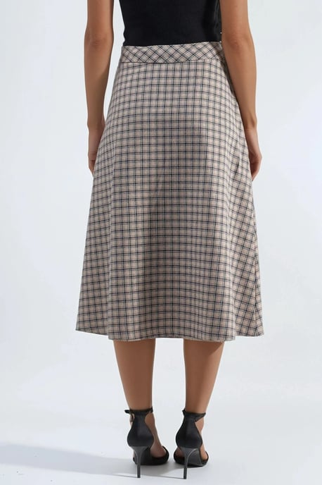 Hoge Taille Geruite Midi Rok - Image 3