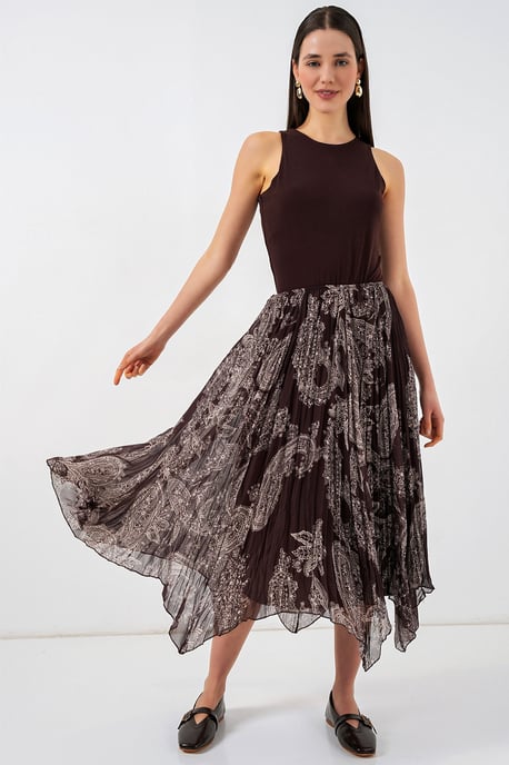 Hoge Taille A-Lijn Midi Rok in Paisleyprint - Image 1