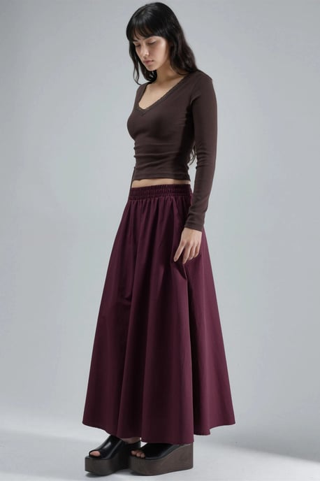 Elastische Taille Midi Rok met Zakken - Image 2