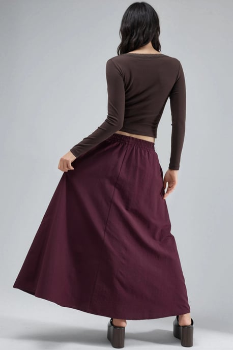Elastische Taille Midi Rok met Zakken - Image 3