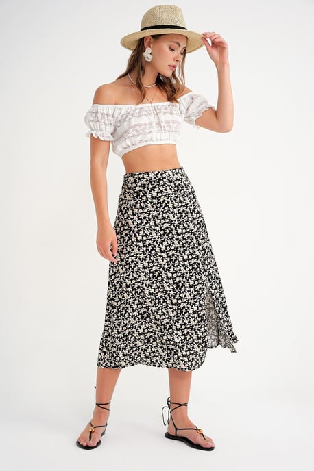 High-Waisted Bloemen Midi Rok - Image 2