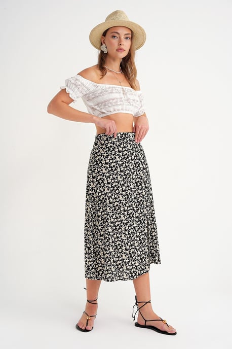 High-Waisted Bloemen Midi Rok - Image 3