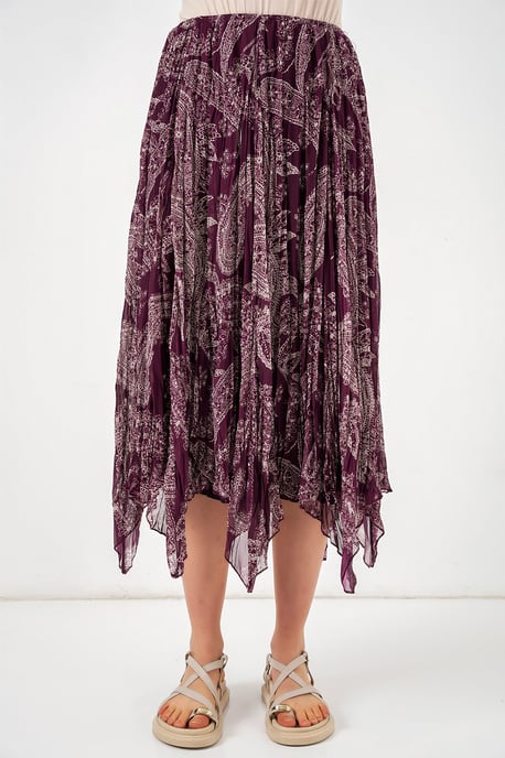 Hoge Taille A-Lijn Midi Rok in Paisleyprint - Image 4