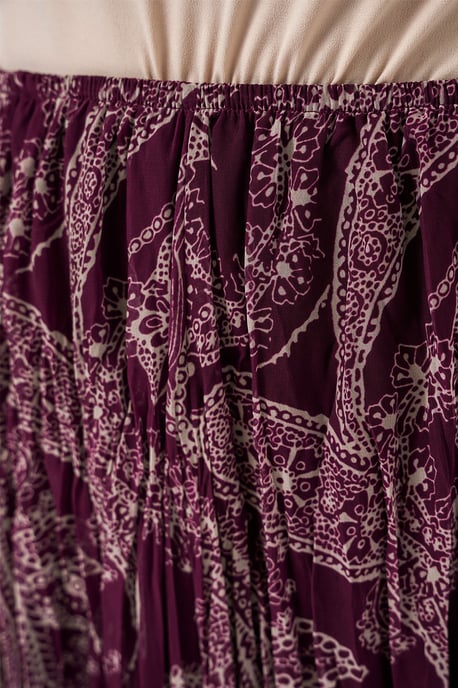 Hoge Taille A-Lijn Midi Rok in Paisleyprint - Image 5
