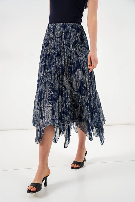 Hoge Taille A-Lijn Midi Rok in Paisleyprint - Image 2