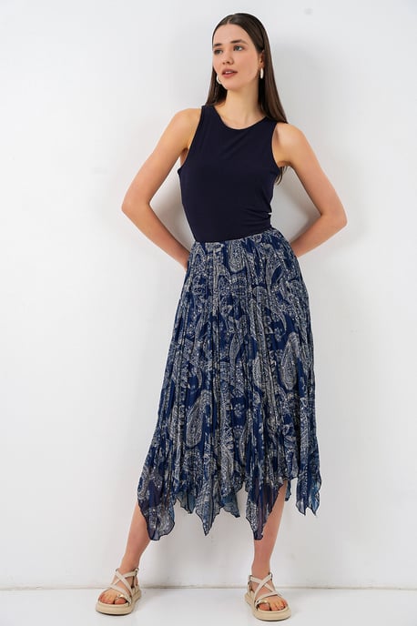 Hoge Taille A-Lijn Midi Rok in Paisleyprint - Image 3