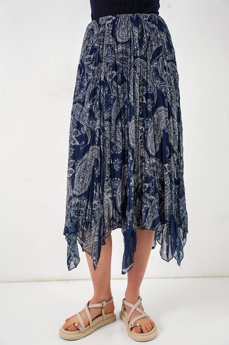 Hoge Taille A-Lijn Midi Rok in Paisleyprint - Image 4