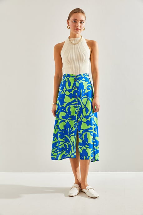 Midi-rok met bloemenpatroon en knoopsluiting - Image 4