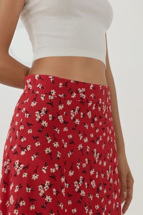 Bloemrijke Hoge Taille Midi Rok - Image 3
