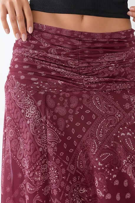 Gepatternede Midi Wikkelrok met Rimpeldetail - Image 2