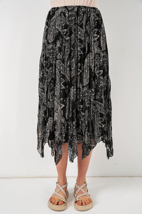 Hoge Taille A-Lijn Midi Rok in Paisleyprint - Image 2