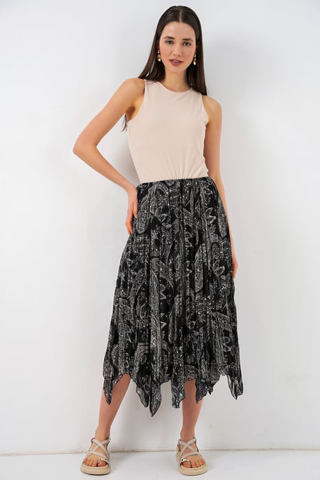 Hoge Taille A-Lijn Midi Rok in Paisleyprint - Image 3