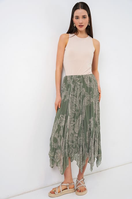 Hoge Taille A-Lijn Midi Rok in Paisleyprint - Image 1