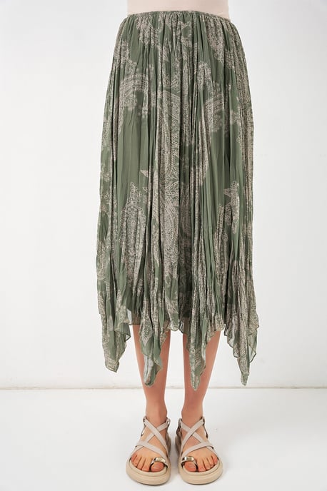 Hoge Taille A-Lijn Midi Rok in Paisleyprint - Image 2