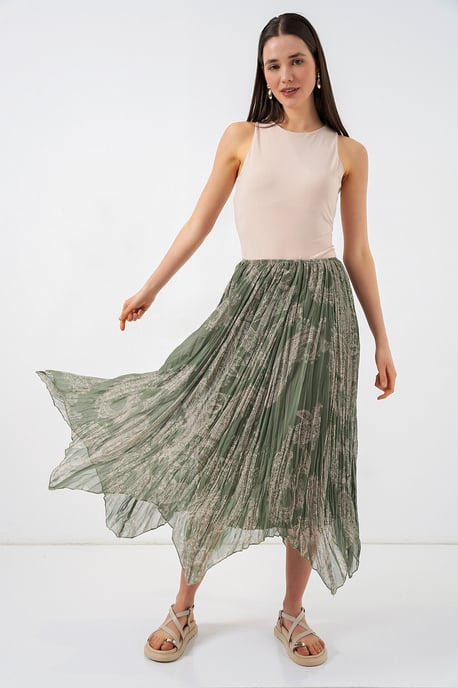 Hoge Taille A-Lijn Midi Rok in Paisleyprint - Image 3