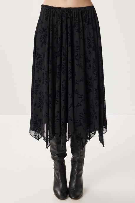Hoge Taille Bloemen Midi A-Lijn Rok - Image 4