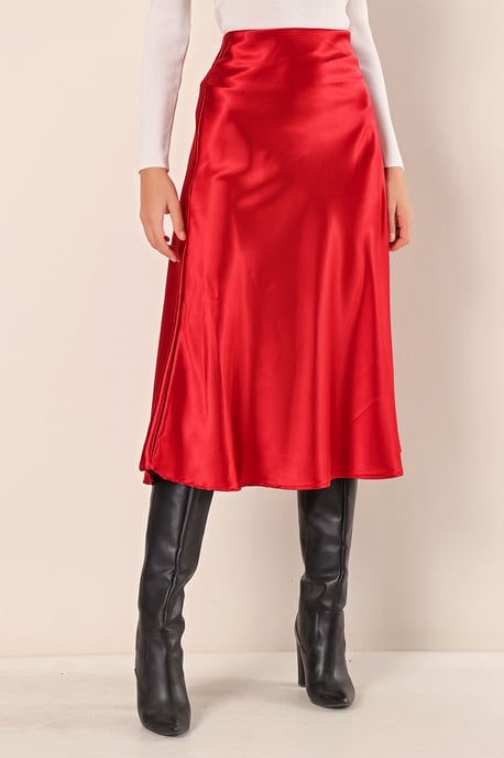 Satin A-lijn Midi Rok met Elastische Taille - Image 2