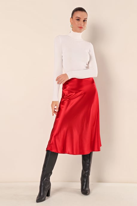 Satin A-lijn Midi Rok met Elastische Taille - Image 3