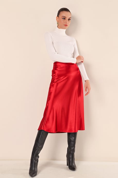 Satin A-lijn Midi Rok met Elastische Taille - Image 4