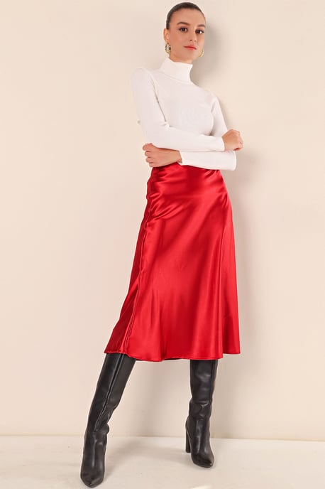 Satin A-lijn Midi Rok met Elastische Taille - Image 5