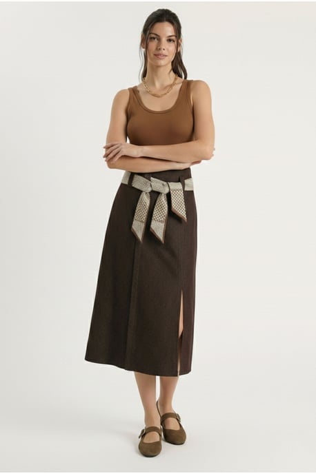 Hoge Taille Midi Rok met Split - Image 3