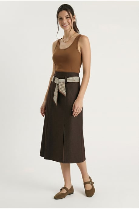 Hoge Taille Midi Rok met Split - Image 4