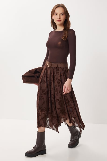 Hoge Taille Bloemen Midi A-Lijn Rok - Image 2