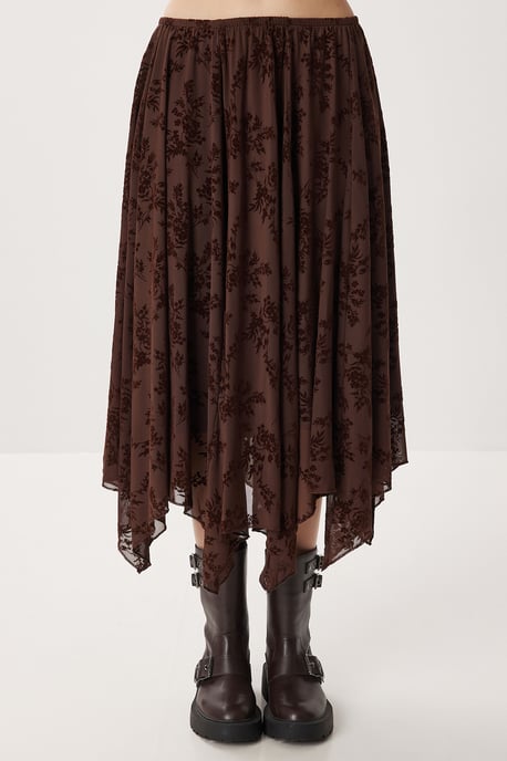 Hoge Taille Bloemen Midi A-Lijn Rok - Image 4
