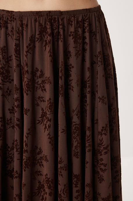 Hoge Taille Bloemen Midi A-Lijn Rok - Image 5