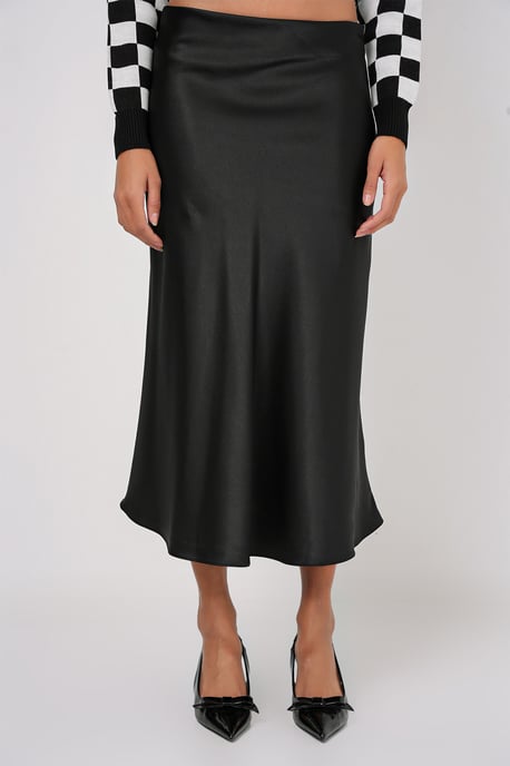 Satijnen A-Lijn Midi Rok met Elastische Taille - Image 2