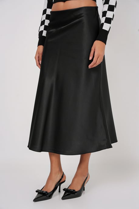 Satijnen A-Lijn Midi Rok met Elastische Taille - Image 3