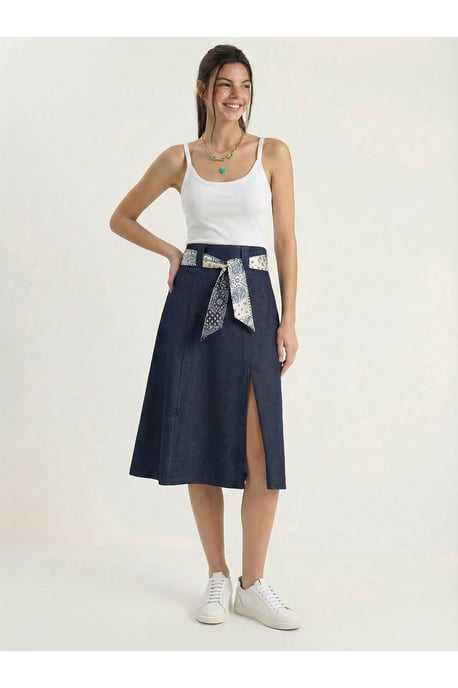 Hoge Taille Midi Rok met Split - Image 1