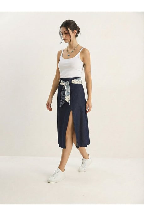Hoge Taille Midi Rok met Split - Image 3