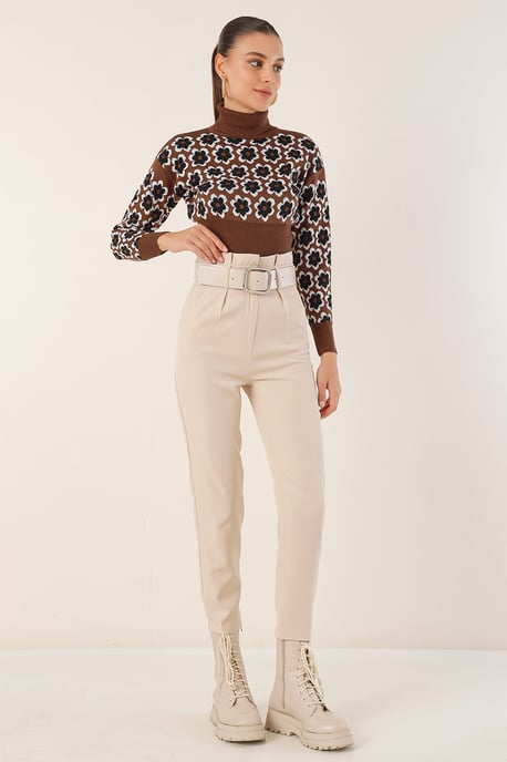 Enkel lengte rechte broek met strik - Image 4