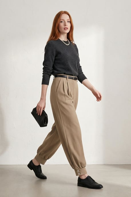 Geklede Broek met Ceintuur en Knopen - Image 2