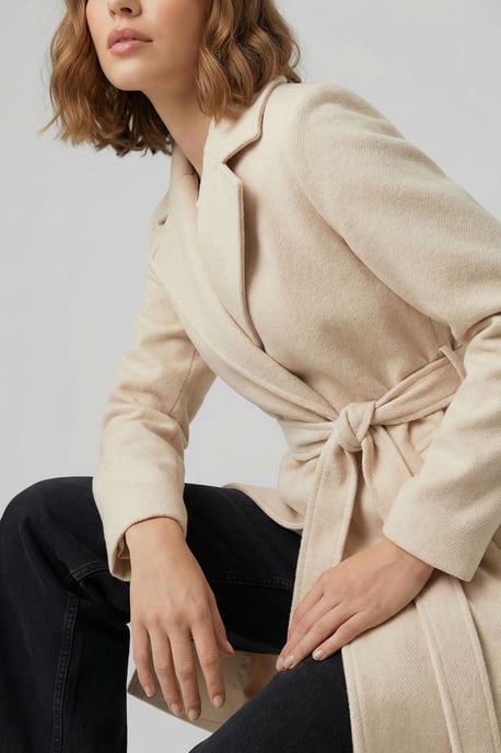 Belted Midi Coat with Jacket Collar - Image 2